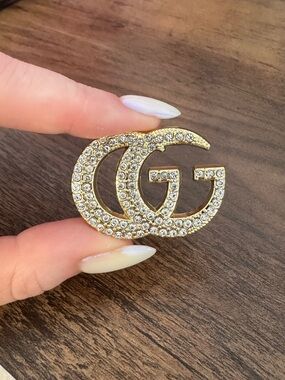 New Gold Crystal Double-Circle Fashion Brooch - Women Jewelry